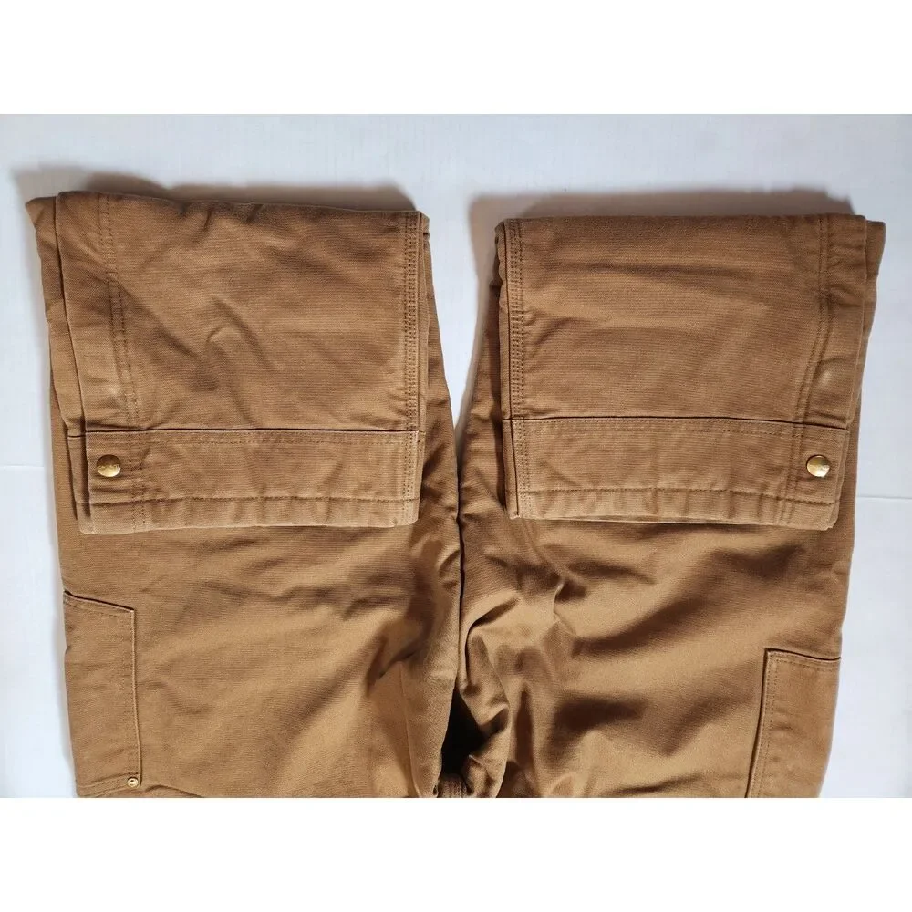 Carhartt Firm Duck Loose-Fit Insulated Bib Overalls Men’s Large Short Brown